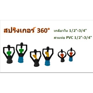 สปริงเกลอร์ใบพัดเขียว เหลือง ส้ม หมุนรอบ แบบเกลียว แบบสวม 1/2"-3/4" (บรรจุ 10ตัว/ถุง)