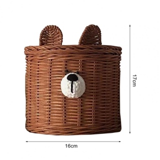 Excellent Tissue Holder Rattan Paper Container Adorable Appearance Cartoon Bear Style Tissue Napkin Dispenser Box  Natur