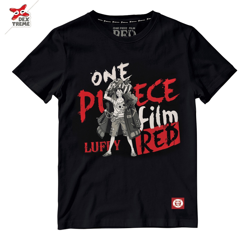 Dextreme เสื้อยืดวันพีซ (DOP-1601) One Piece Film Red ลาย ลูฟี่ Luffy มี สีดำ และ สีกรม