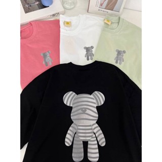 พร้อมส่ง🧸เสื้อยืดโอเวอร์ไซส์ สกรีนหน้าหลัง ลายหมีเทา