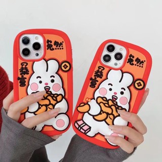 เคสโทรศัพท์มือถือนิ่ม กันตก ลายการ์ตูนกระต่ายน่ารัก สีแดง สําหรับ Iphone 14Pro Max 14Pro 11 12 13 Pro Max