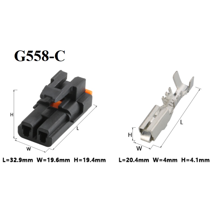 G558-2.8mm สีดํา 2p แม่แรงขุดเชื่อมต่อรถยนต์ 2 รู