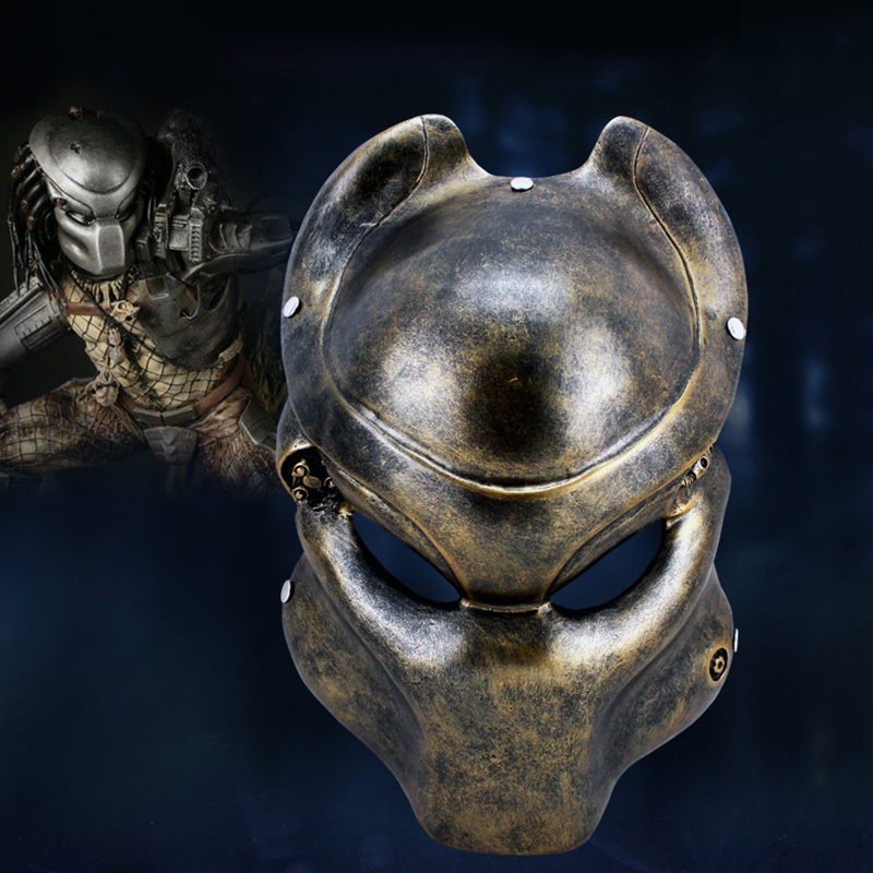 Hat หมวก Mask The Predator เดอะ พรีเดเตอร์ คนไม่ใช่คน สยองขวัญ สีทอง เอเลียน ฮาโลวีน วัสดุ ไฟเบอร์กล