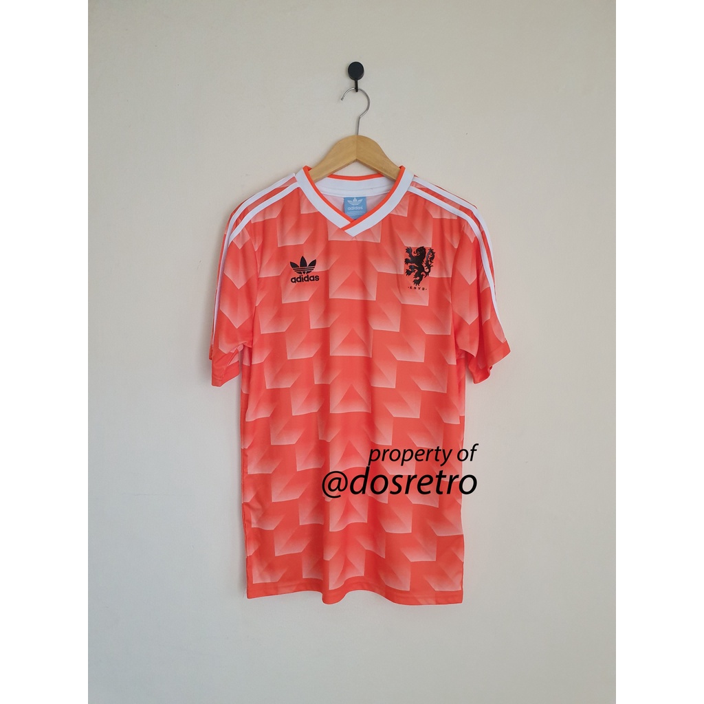 เสื้อกีฬาแขนสั้น ลายทีมชาติเนเธอร์แลนด์ 1988 Euro Gullit สไตล์เรโทร
