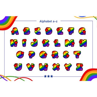 ตัวรีดติดเสื้ออักษร  A - Z ฟ้อนน่ารัก 🌈 Rainbow Pride🌈 ***  …