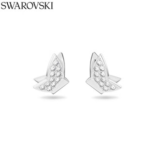 [ของแท้ พร้อมส่ง] Swarovski Swarovski ต่างหูคริสตัล รูปผีเสื้อ สีขาว สีทอง