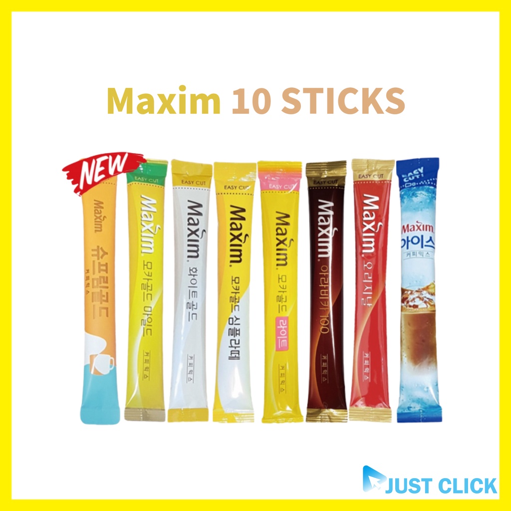 Maxim 10 STICKS instant coffee / Mocha Gold White Simple latte Arabica  Original Black Americano Ice
