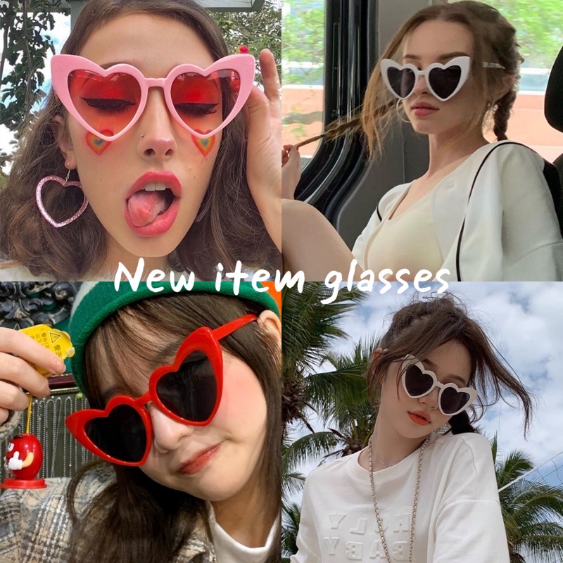 แว่นตารูปทรงหัวใจ New item glasses 🇹🇭 แว่นตากันแดด uv 400 [[ร้านในไทย]] สินค้าพร้อมส่ง
