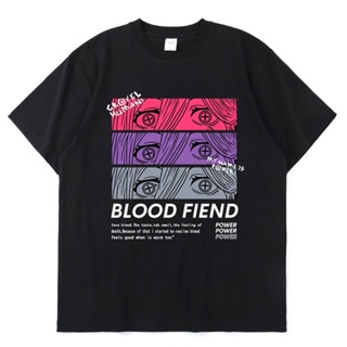 เสื้อยืดแขนสั้น พิมพ์ลายกราฟฟิค Chainsaw Man Power Blood Fiend สไตล์ฮาราจูกุ สตรีท สําหรับผู้ชาย และผู้หญิงเสื้อยืดคอกลม