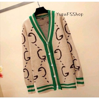 เสื้อไหมพรมแฟชั่น Gucci เสื้อไหมพรมคาร์ดิแกน เสื้อสเวตเตอร์กุดชี่