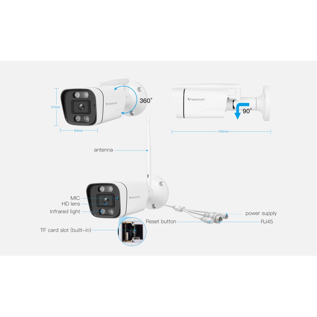 แนะนำ 💥 VSTARCAM C19S PRO 5.8G ( WIFI 2.4- 5.8G，AI คนตรวจจับสัญญาณเตือน， 3ล้านพิกเซล）