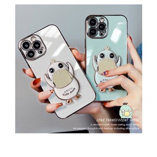 เคส+ขาตั้งเป็ด สำรับรุ่น Oppo A57 A15 A16 A17 A5 2020 A9 2020 A12 F9 A5S A7 A96 Reno8Z Reno7Z เคสสิชิโคนขอบตรงกันกล้อง