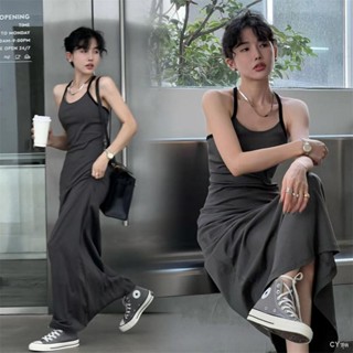 🌹จัดส่งด่วน #🥂🥤เดรสเกาะอก เว้าหลัง เดรสยาวคลุมเข่า เดรสแขนกุด กระโปรง กระโปรง