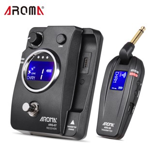 Aroma ARG-07 ตัวรับส่งสัญญาณกีตาร์ไร้สาย 6.35 มม. หน้าจอ LCD 4 ช่องทาง ระยะ 35 ม.