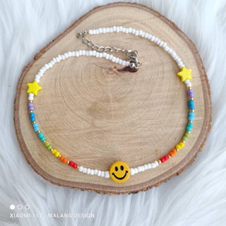 (พร้อมส่ง) สร้อยคอยิ้ม สร้อยคอลูกปัด สร้อยคอแฟชั่น สร้อยเกาหลี สร้อยsmile  สร้อยsmiley แบบ 6