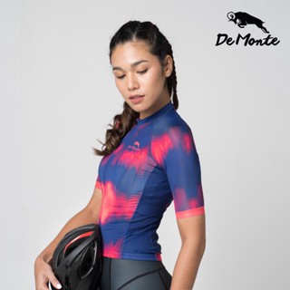 DeMonte Cycling เสื้อจักรยานผู้หญิง DE064 tiedye สีแดง เนื้อผ้า Microflex