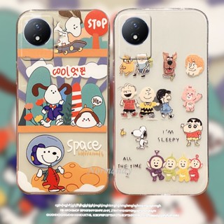 ใหม่ เคสโทรศัพท์มือถือ ซิลิโคนนิ่ม TPU ใส กันรอยเลนส์กล้อง ลายการ์ตูนสนูปปี้น่ารัก สร้างสรรค์ สําหรับ VIVO Y02 Y02s Y16 Y22 Y22S Y35 Y77 V25 Pro V25E 4G 5G