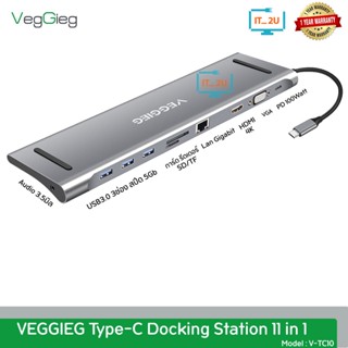 Veggieg TC10 Type-C Docking Station 11 in 1 HDMI/VGA/PD/RJ-45/USB3.0/Aux/SD Card