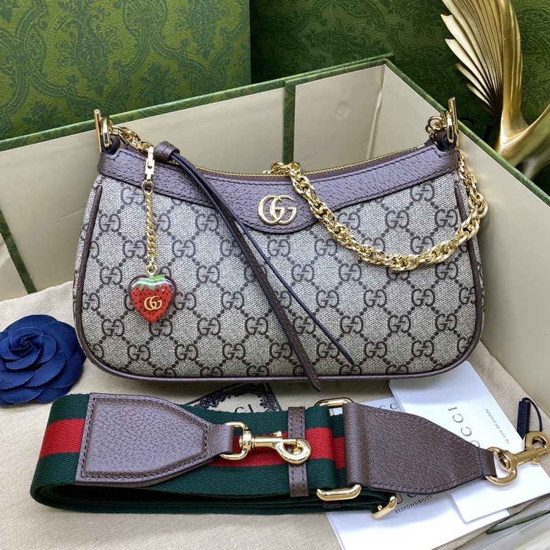 Gucci pochette strawberry Bag Original 25cm พร้อมส่งที่ไทย เกรดออริจินอล