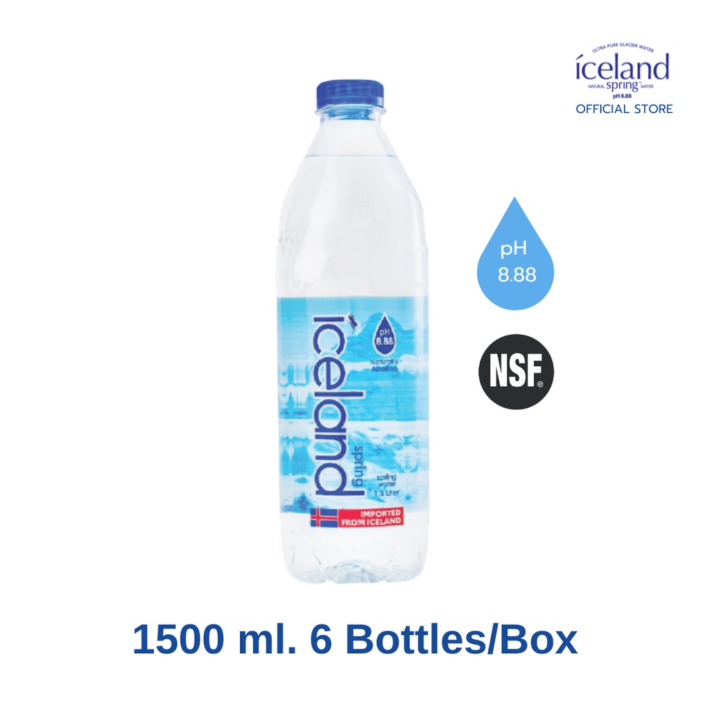 Iceland Spring pH 8.88 น้ำแร่ด่างธรรมชาติ เพื่อสุขภาพ ขนาด 1,500 ml. (1 ลัง บรรจุ 6 ขวด)