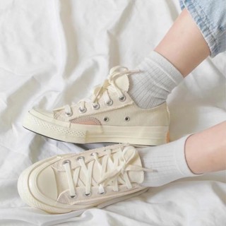 Converse Treasure รองเท้าลําลอง ลายไอศกรีม สีเบจ แฟชั่นเรโทร สําหรับผู้ชาย และผู้หญิง -2128