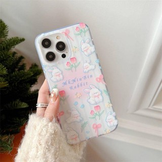 เคสโทรศัพท์มือถือ ลายการ์ตูนกระต่าย ดอกไม้น่ารัก สําหรับ Apple Iphone 14 13promax 11 12