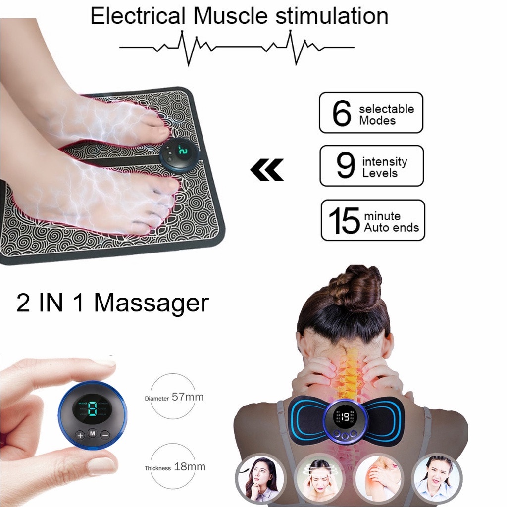 🚀ส่งจากไทย🚀2-in-1 เครื่องนวดไฟฟ้า EMS แผ่นนวดเท้า เครื่องนวดปากมดลูก แบบพกพา บรรเทาอาการปวดกล้ามเนื้อ ผ่อนคลาย - รูปที่ 2