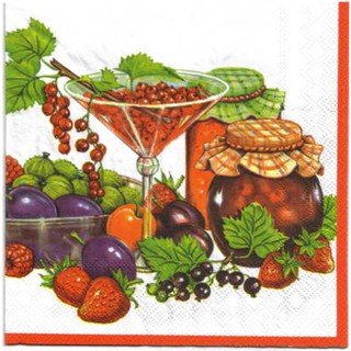 Pladao Napkin ภาพวินเทจ แยม ผลไม้ Vintage Fruit Jam กระดาษ แนพกิ้น สำหรับงานศิลปะ เดคูพาจ decoupage ขนาด M 25x25