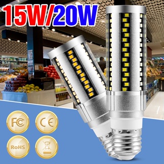 E27 โคมไฟ LED 220 โวลต์ หลอดไฟ 15 วัตต์ 20 วัตต์โคมไฟข้าวโพด 110V โคมไฟระย้าพลังงานสูง แสงเทียน LED Light ห้องนั่งเล่นไม่กะพริบไฟสำหรับบ้าน