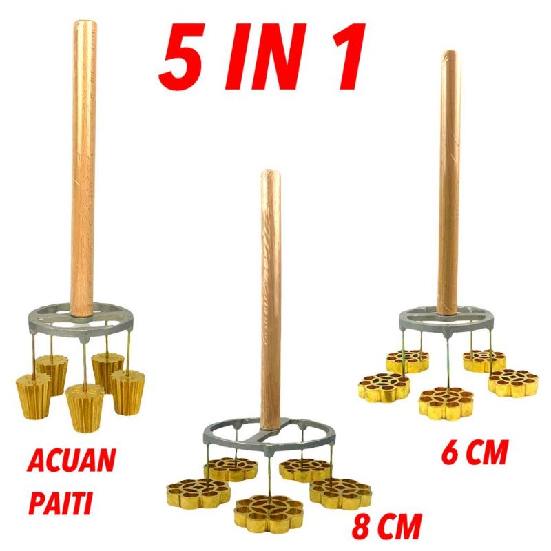 Acuan KUIH COPPER BRASS KUIH PAITI 5 IN 1 / ACUAN KUIH GOYANG / ACUAN KUIH ROS / ACUAN PAITI