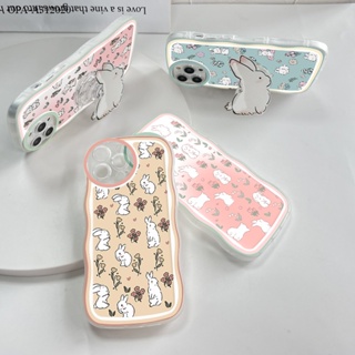 OPPO A31 A53 A33 A54 A55 A57 A92 A52 A93 A77S 2022 2020 4G เคสออปโป้ สำหรับ Case Flower Rabbit Wave Bracket เคส เคสโทรศัพท์ เคสมือถือ Full Back Cover Soft Cases Protective Shockproof Casing