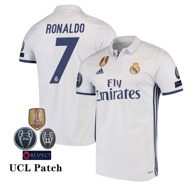 เสื้อกีฬาแขนสั้น ลายทีมฟุตบอล Real Madrid Ronaldo 16/17 สไตล์เรโทร