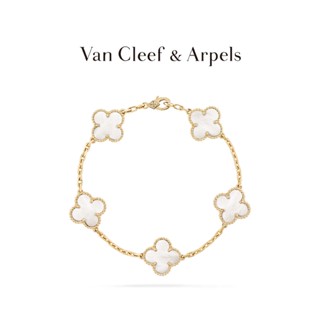 [พร้อมกล่อง] Vca Van Cleef &amp; Arpels Alhambra Four Leaf Lucky K Gold สร้อยข้อมือมุก สําหรับแม่ และเด็ก