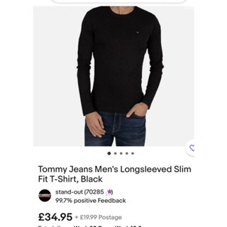 TOMMY JEANS MENS LONGSLEEVED SLIM FIT T-SHIRT เสื้อยืด คอกลม แขนยาว ผู้ชาย แบบ สลิม ฟิต ทอมมี่ ฮิลฟิกเกอร์