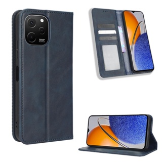 เคสโทรศัพท์หนัง PU ฝาพับแม่เหล็ก พร้อมช่องใส่บัตร สไตล์วินเทจ สําหรับ Huawei Nova Y61