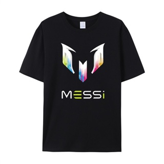 เสื้อยืดพิมพ์ลาย2023 New fashion MESSI men T-shirt Tops High quality Cotton Casual Short Sleeve Footballfans T shirt Cas