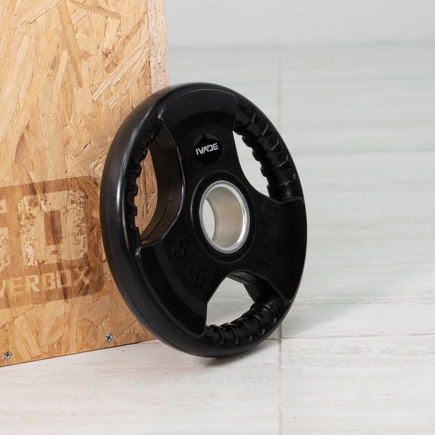 แผ่นน้ำหนัก 5 กิโล x 2 แผ่น หุ้มยาง (รูขนาด 2 นิ้ว) รุ่น HD - เครื่องออกกำลังกาย แบรนด์ IVADE - รูปที่ 5