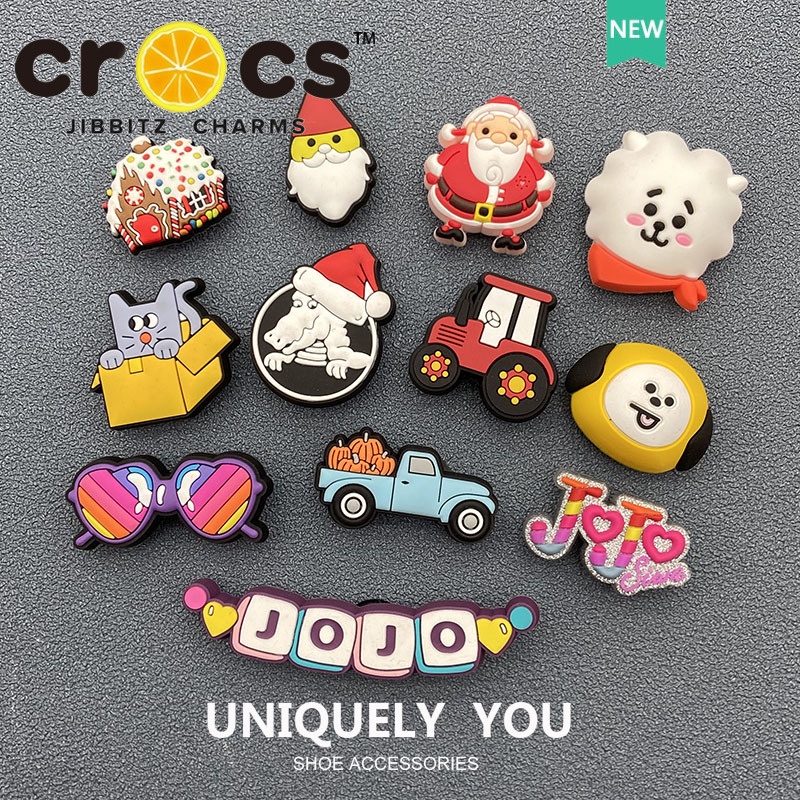 jibbitz crocs ของแทั จี้รูปการ์ตูนคริสต์มาส ดอกไม้ สําหรับตกแต่งรองเท้า DIY