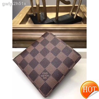 ◈【Free Shipping】Cowhide 【With box】 LVˉ2022 Red brown Fold Short Wallet for women There is a snap pocket for change, thre
