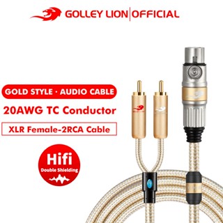 Golley LION XLR Female to Dual RCA Y Splitter Patch Cable Unbalanced Stereo Audio Interconnect Duplicator Lead สําหรับมิกเซอร์กล้องเครื่องขยายเสียงกล่องเสียงไมโครโฟนเครื่องขยายเสียง