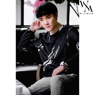 เสื้อแขนยาวลายหินอ่อน(สีดำ): Black Marble Sweater (Long-Sleeve)