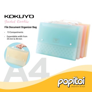 Kokuyo Pastel Cookie File Document Organizer Bag A4 Folder Holder Map Bening Accordion Expandable