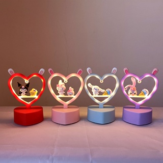 SANRIO โคมไฟตั้งโต๊ะ Led รูปการ์ตูน Kuromi Love Cinnamoroll Night Light Arts &amp; Crafts Diy ของเล่นเสริมการเรียนรู้เด็ก