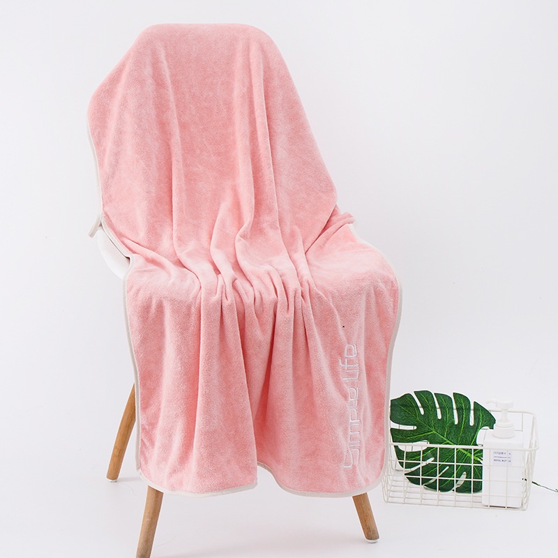 ผ้าเช็ดตัว ผ้านาโนซับน้ำดี ผ้าขนหนู นุ่งอาบน้ำได้ สี เขียว กรม ชมพูเข้ม ม่วง น้ำตาล 70x140cm - รูปที่ 2