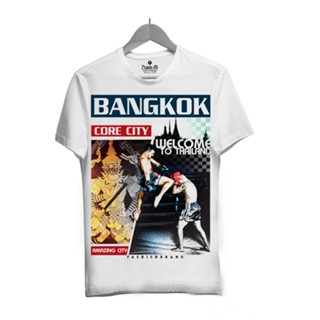 เสื้อยืดราคาถูก เสื้อยืดสีขาวลายมวยไทย Bangkok (Unisex)