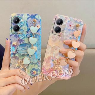 เคสโทรศัพท์มือถือนิ่ม ปิดด้านหลัง ลายดอกไม้น่ารัก วิบวับ พร้อมสร้อยข้อมือ สําหรับ Realme 10 4G Pro+ Pro Plus 5G Realme10 10Pro+ 10Pro