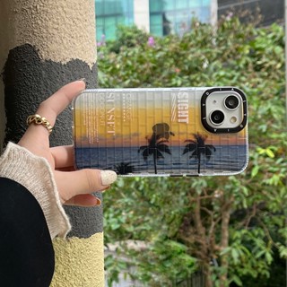 เคสโทรศัพท์มือถือโลหะ ผิวด้าน พิมพ์ลายต้นมะพร้าว สําหรับ iPhone 14 Pro 14Plus 13 12 Pro Max