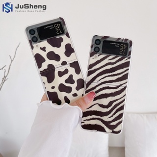 Jusheng เคสโทรศัพท์มือถือ ลายม้าลาย วัว แฟชั่น สําหรับ Samsung Z Flip4 Z Flip3