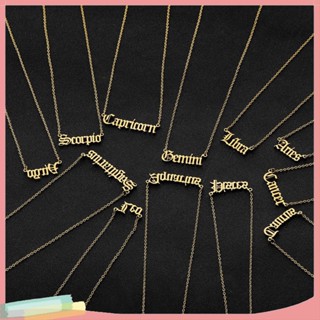 【LK】Fashion Women 12 Zodiac Constellation Letter Pendant Chain Necklace Jewelry Gift