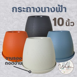 กระถางนางฟ้า กระถางเบลล่า 10 นิ้ว พร้อมจานรอง